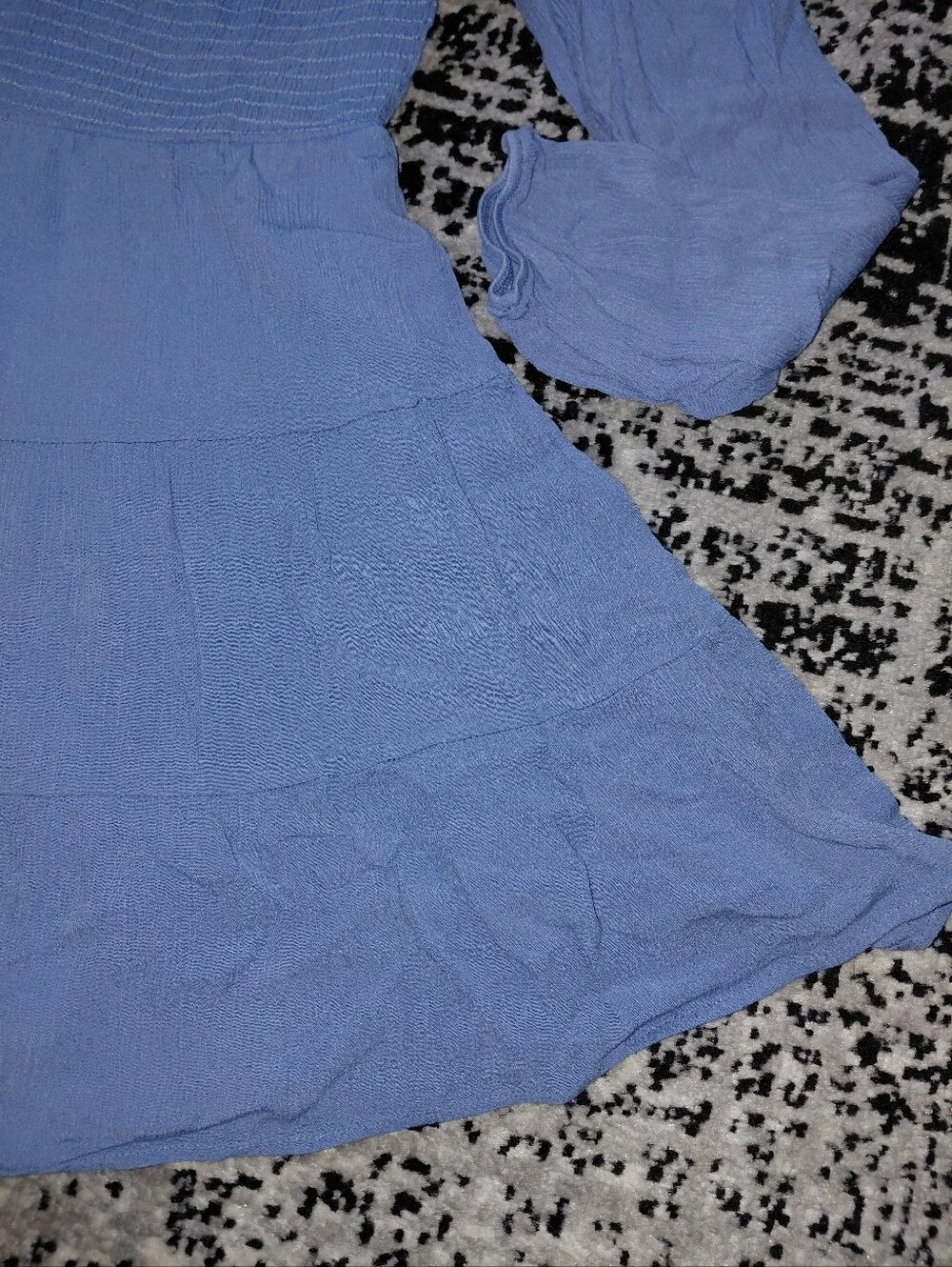 Altar'd State Dress M NWOT Blue Smocked Boho Mini Tiered Long Sleeve CC - Picture 10 of 13